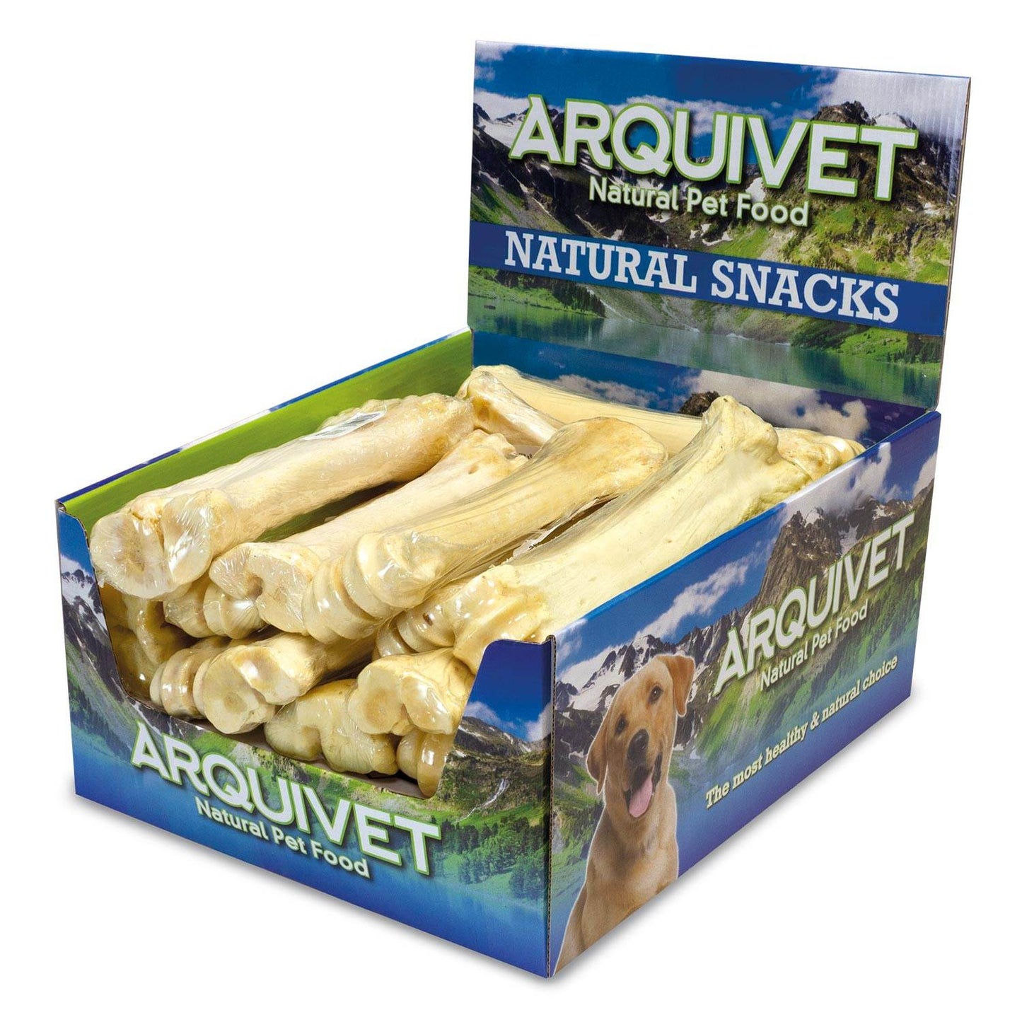 Huesos de Calcio de búfalo 18-25cm - Caja expositora de 16 unidades - 4.000 gr - Arquivet