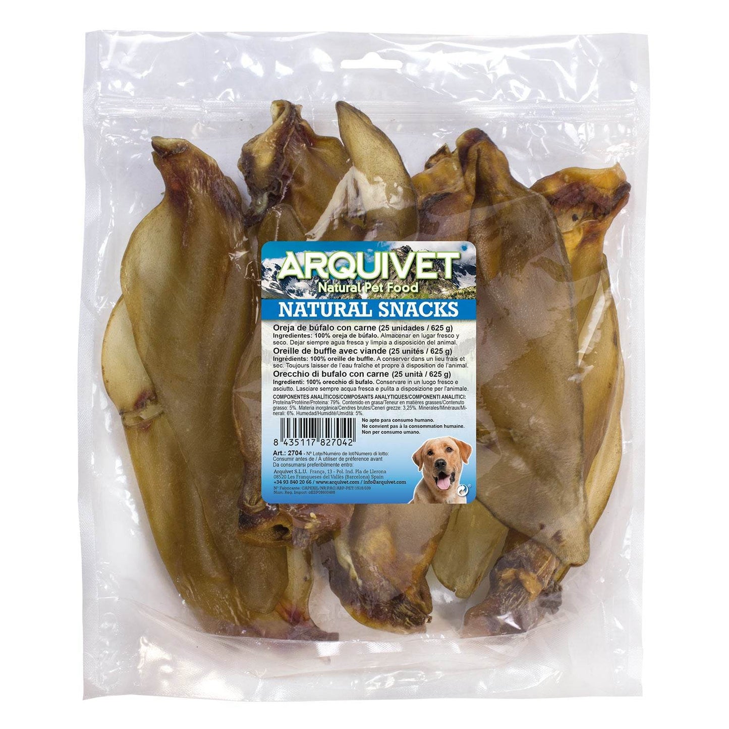 Oreja de búfalo con carne (Bolsa 25 uds.) - Arquivet