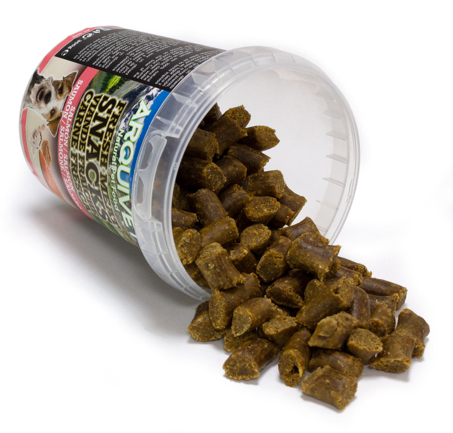 Semi-moist salmon snacks