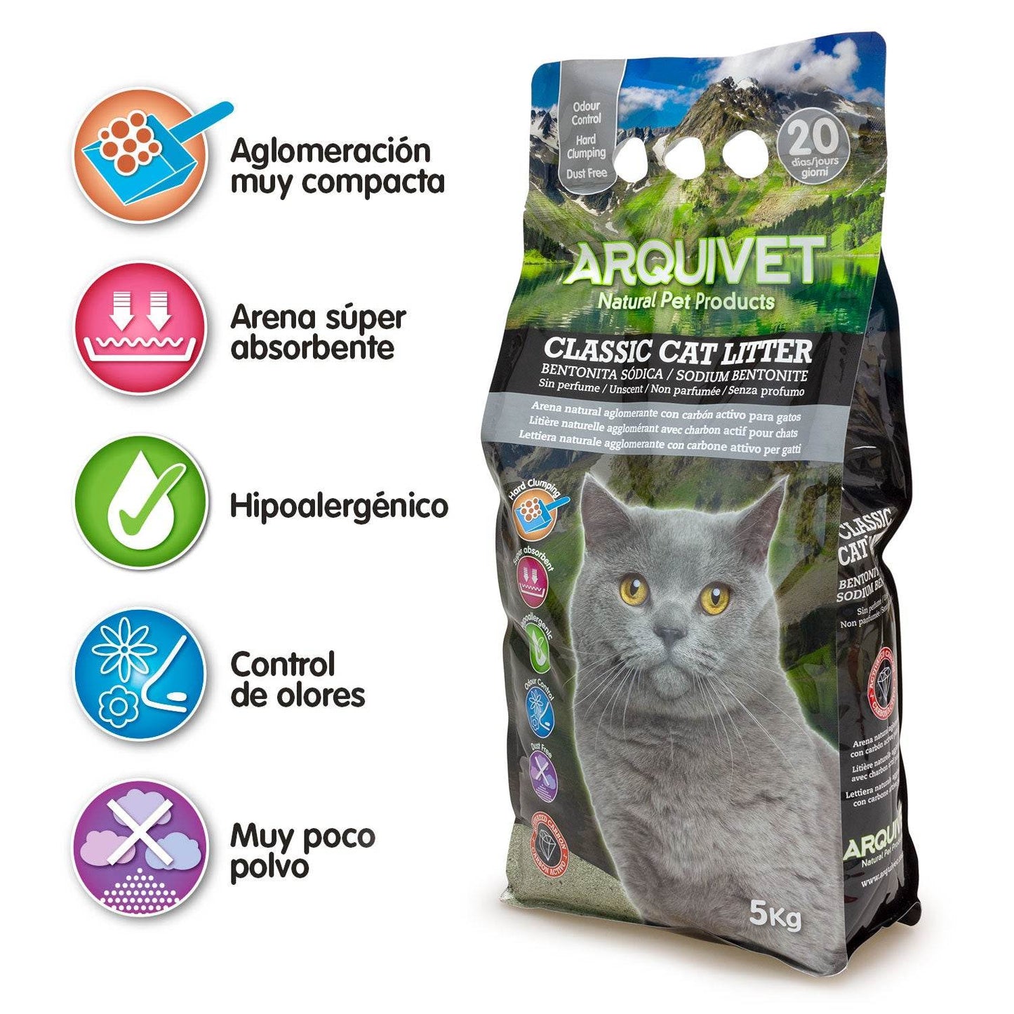 Classic Cat Litter - Bentonita con carbón activo - Arquivet