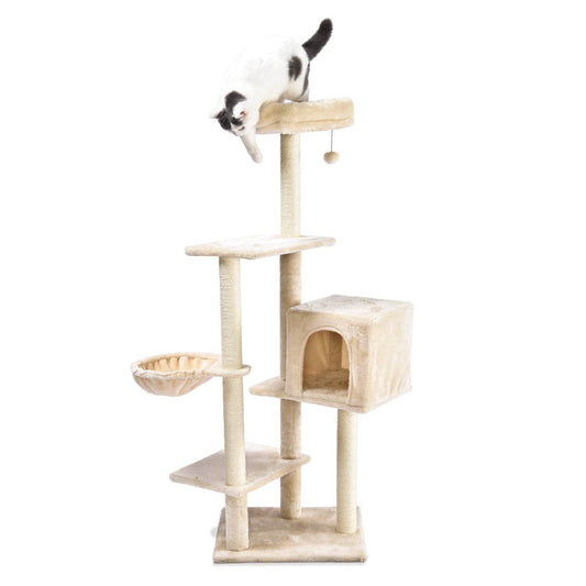 Albero - Tiragraffi con letto rimovibile "Neve" - 49 x 40 x 146 cm - Arquivet