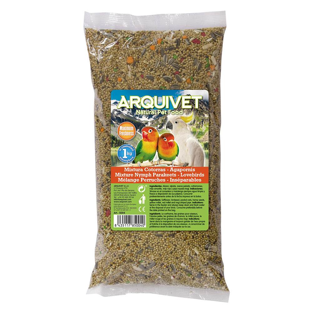 Mixtura cotorras y agapornis 1 kg - Arquivet