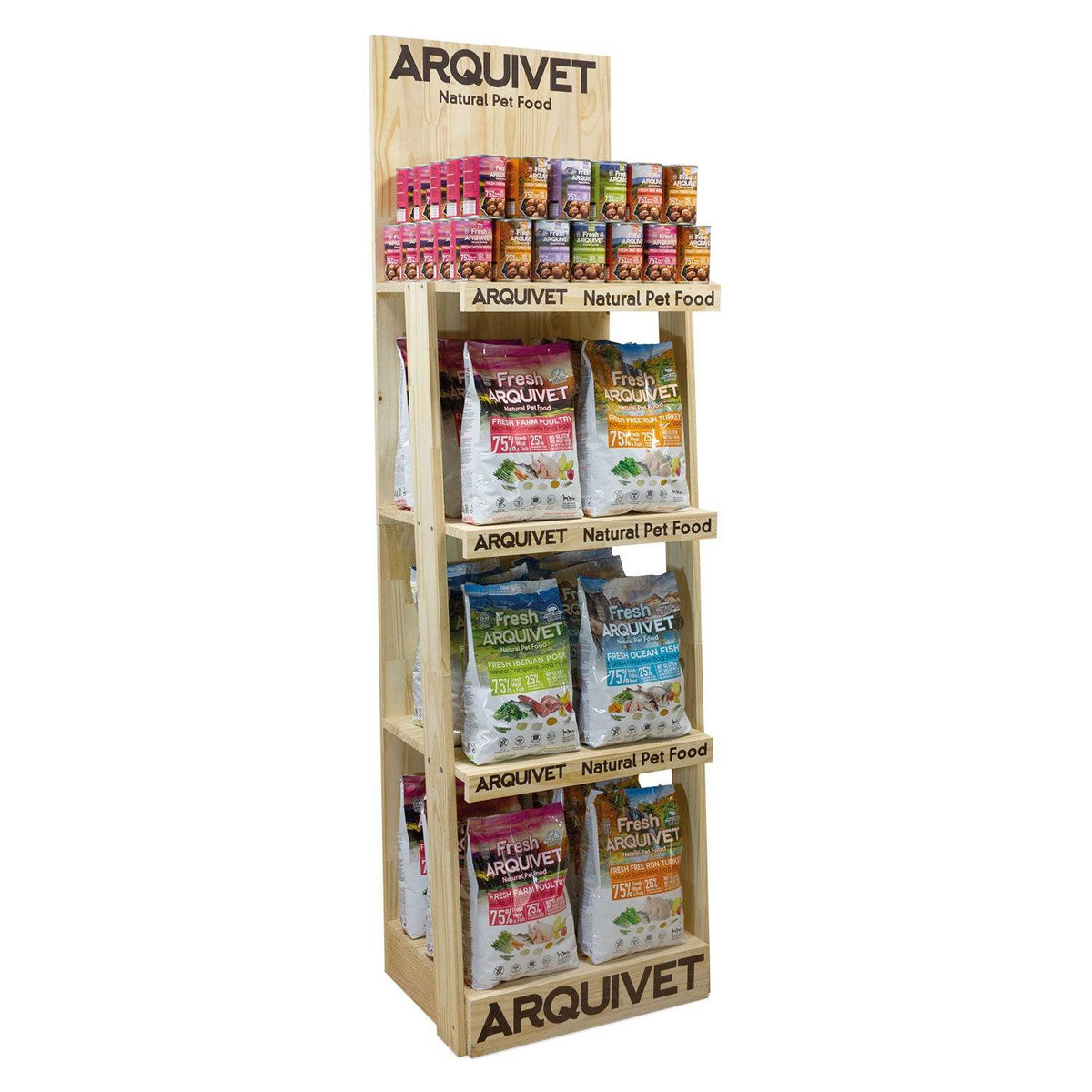 Expositor de madera Pienso Medida: 56,5 x 43 x 190 cm. - Arquivet