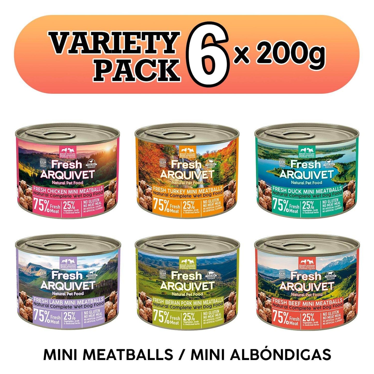 Fresh - VARIETY PACK de MINI albóndigas 6x200gr - Arquivet