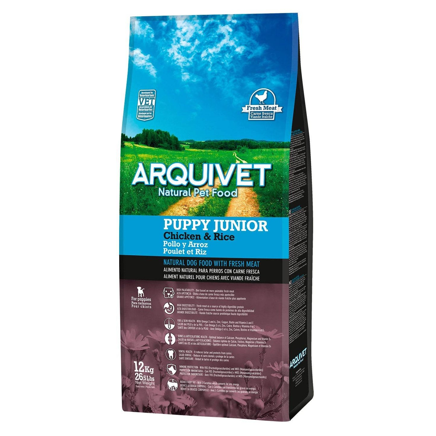 Pienso Super Premium de Pollo y Arroz para cachorros (carne fresca) - Arquivet