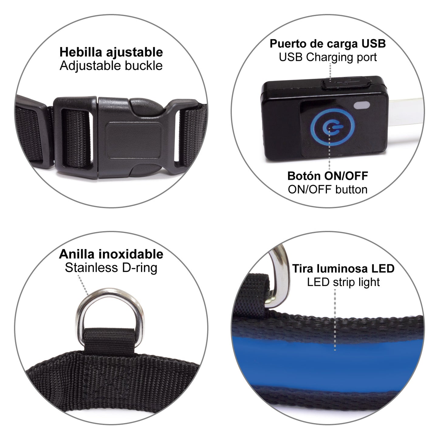 Collar luminoso LED - Azul