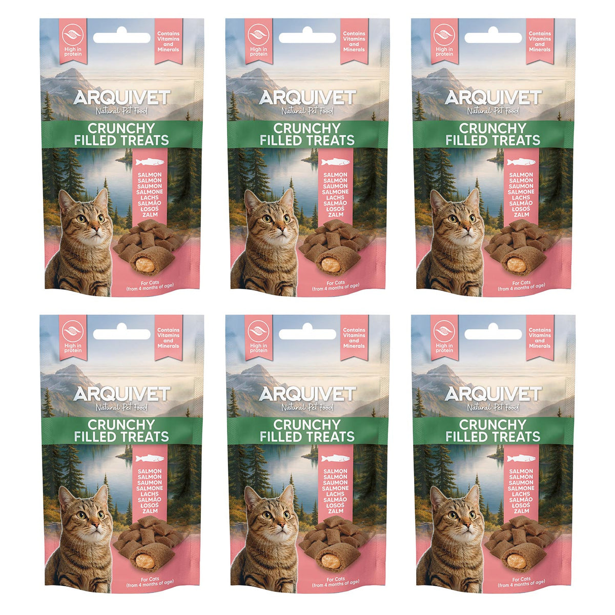 Crunchy Filled Treats de Salmón - Snacks crujientes para Gato 40g.