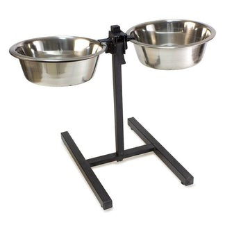 Soporte inoxidable alto con 2 comederos - Arquivet