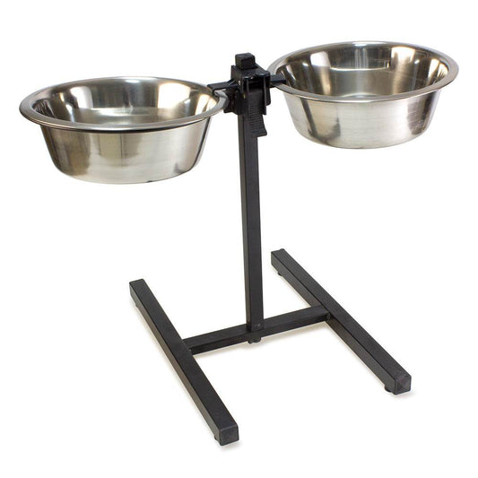 Soporte inoxidable alto con 2 comederos - Arquivet