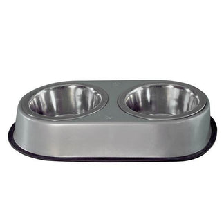 Comedero inoxidable doble - Arquivet