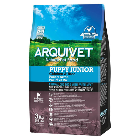 Pienso Super Premium de Pollo y Arroz para cachorros (carne fresca) - Arquivet