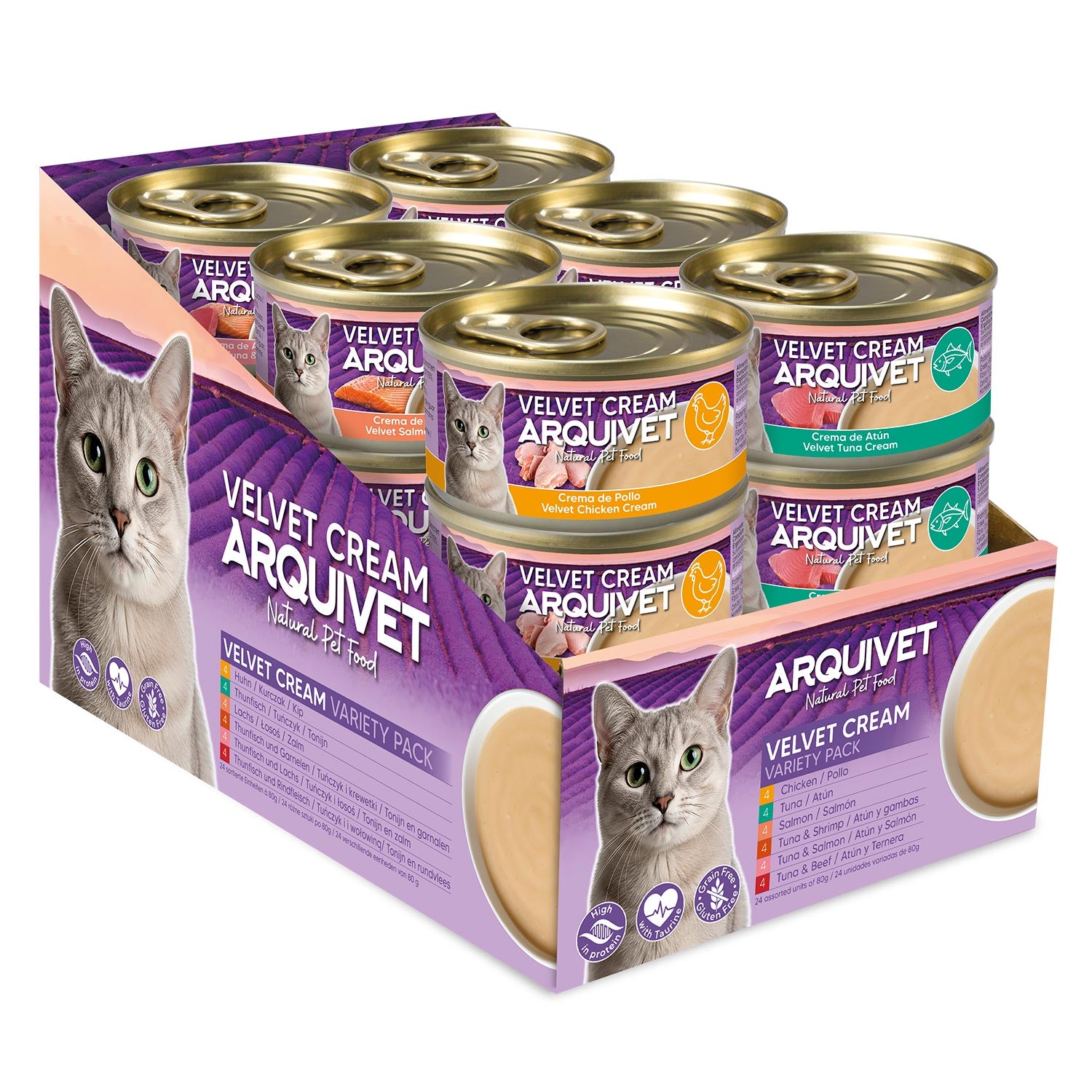 Velvet Cream Variety Pack - Crema para gatos - 24 x 80g