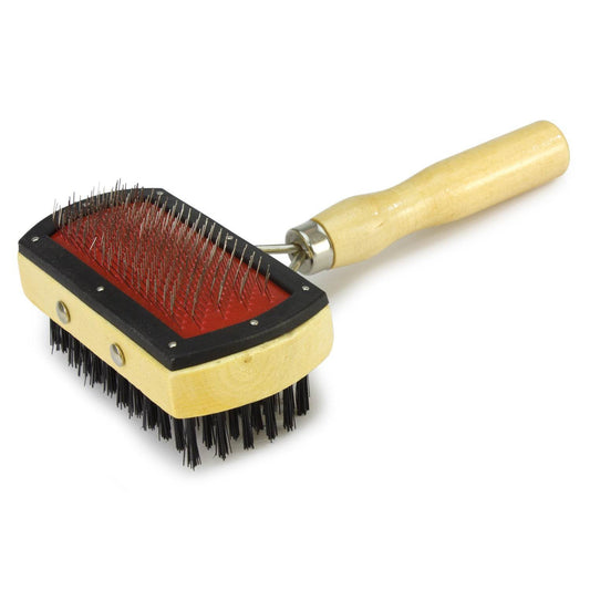 Carda doble con mango en madera - Arquivet