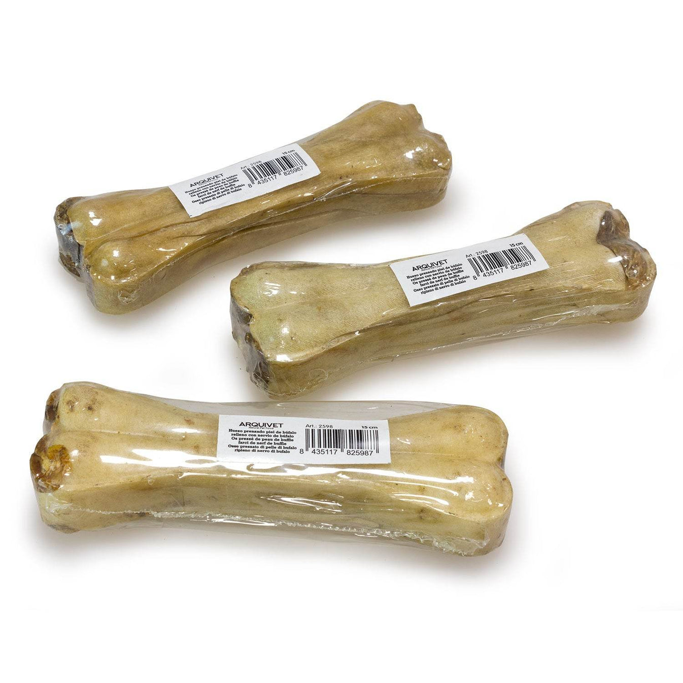 Hueso prensado piel de búfalo relleno con nervio de búfalo (retractilado) - Arquivet