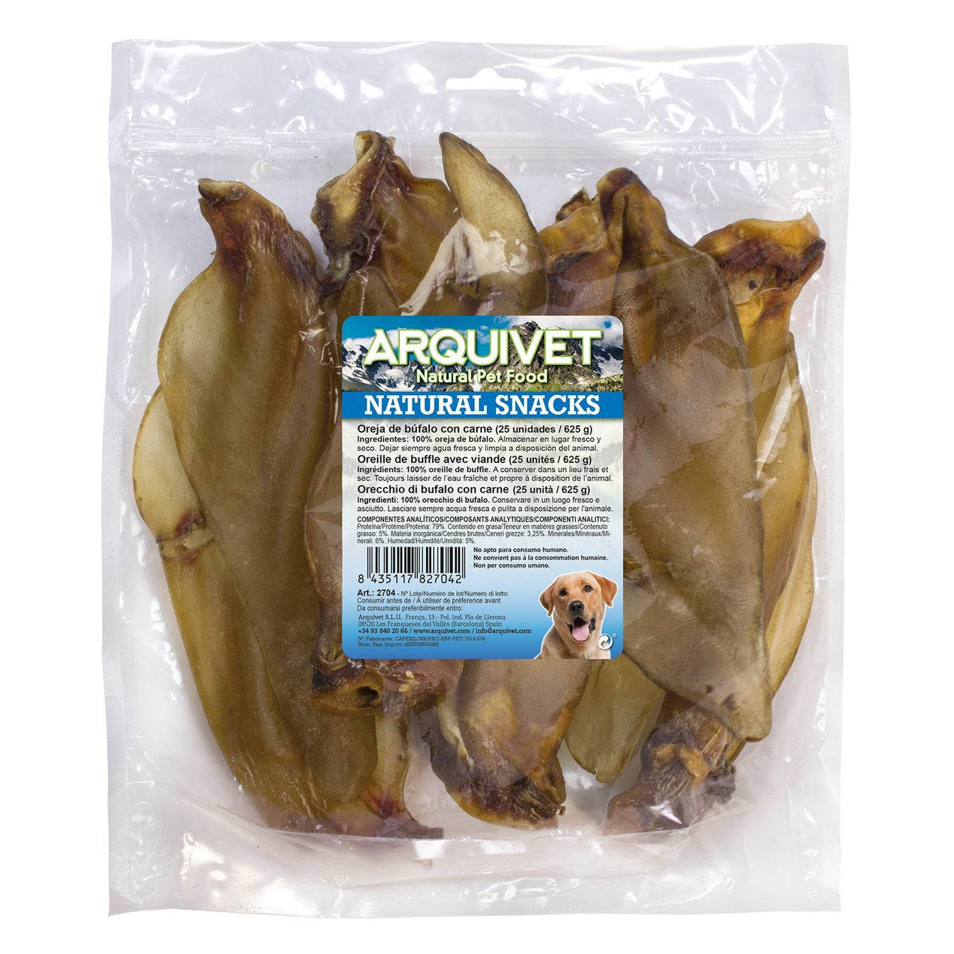 Oreja de búfalo con carne (Bolsa 25 uds.) - Arquivet