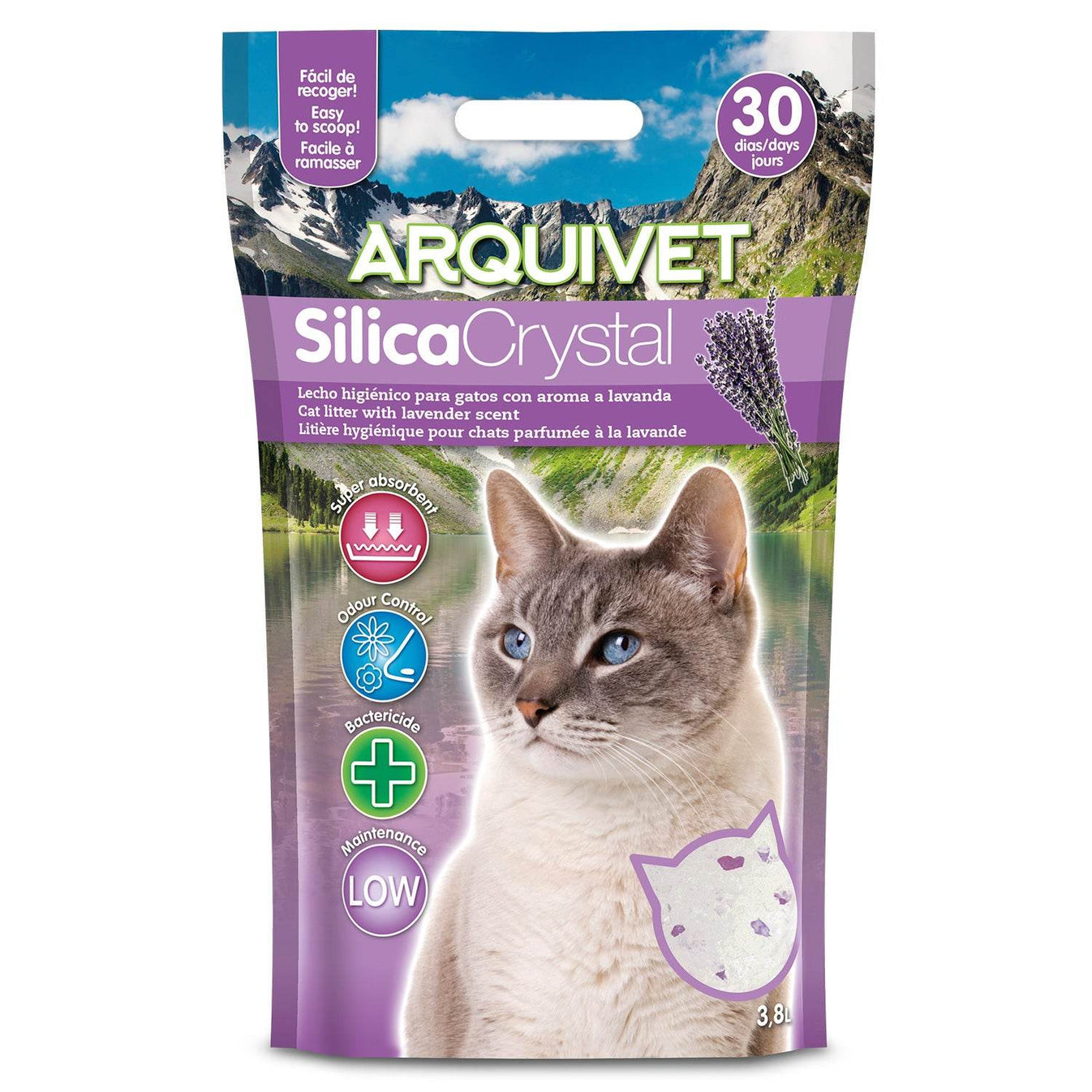 Lecho higiénico de arena de sílice con aroma, para gatos. 3,8 L - Arquivet