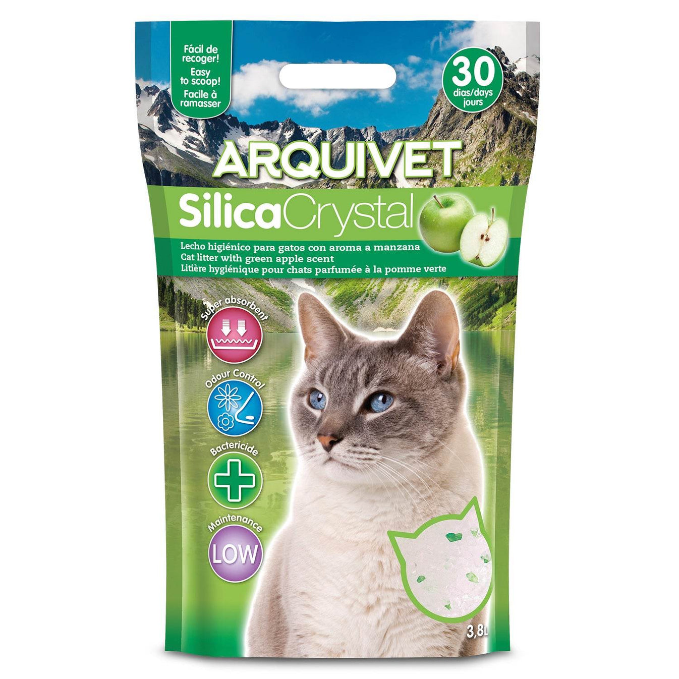 Lecho higiénico de arena de sílice con aroma, para gatos. 3,8 L - Arquivet