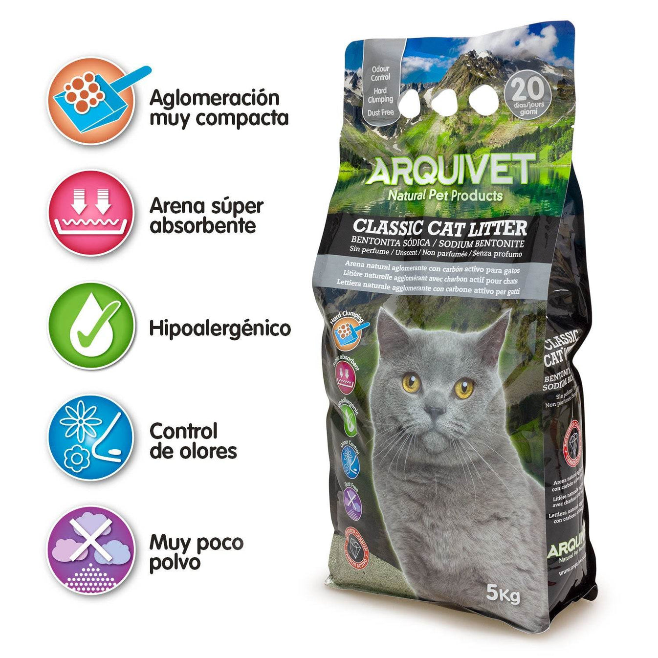 Classic Cat Litter - Bentonita con carbón activo - Arquivet