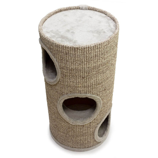 Rascador cilíndrico beige con agujeros - Arquivet
