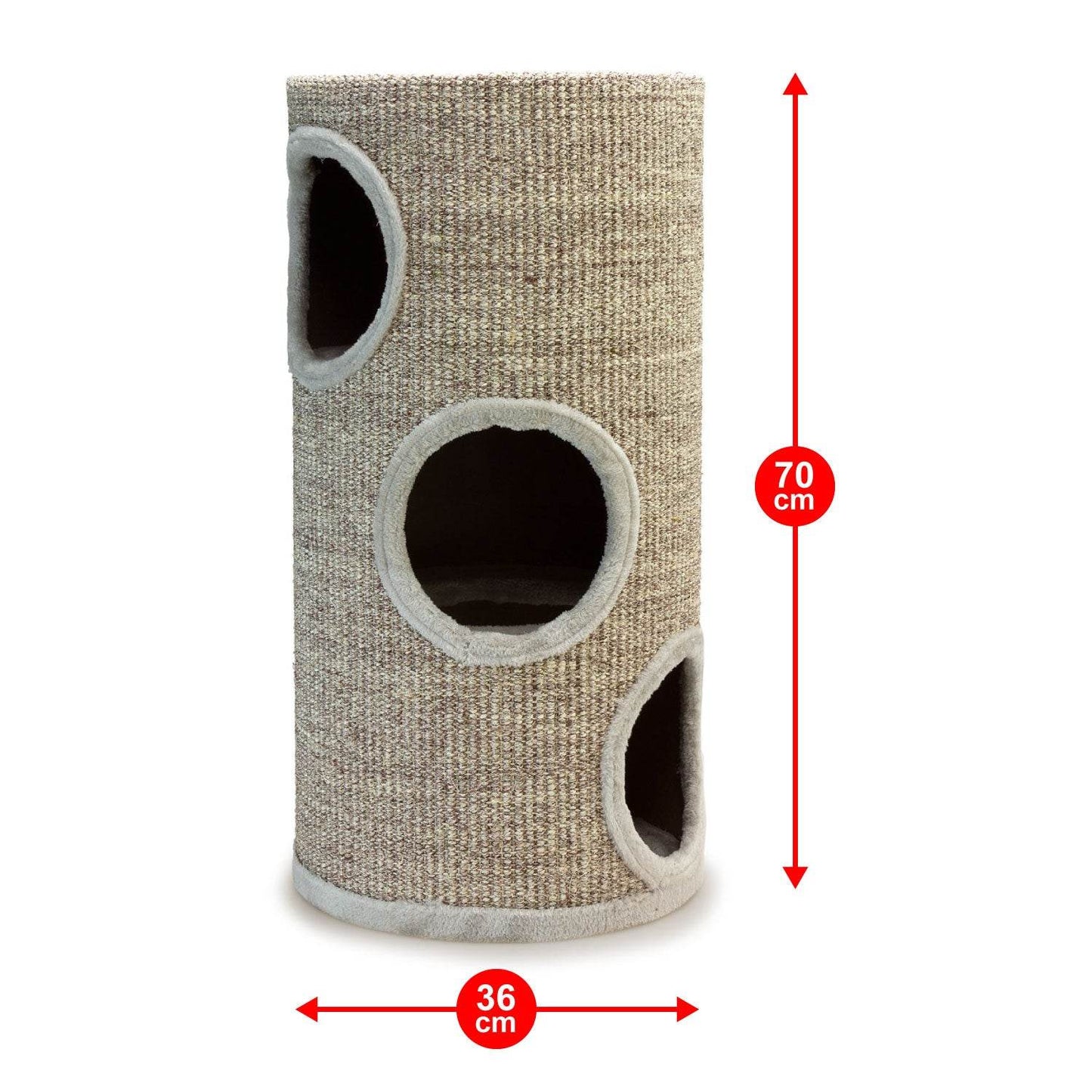 Rascador cilíndrico beige con agujeros - Arquivet