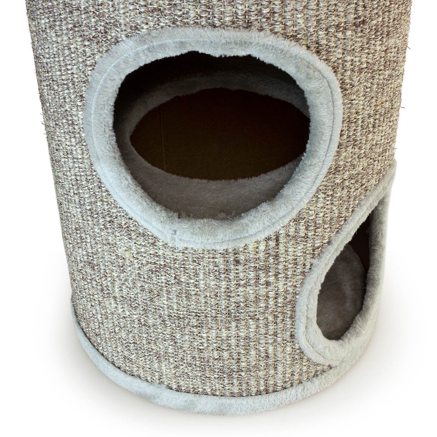 Rascador cilíndrico beige con agujeros - Arquivet