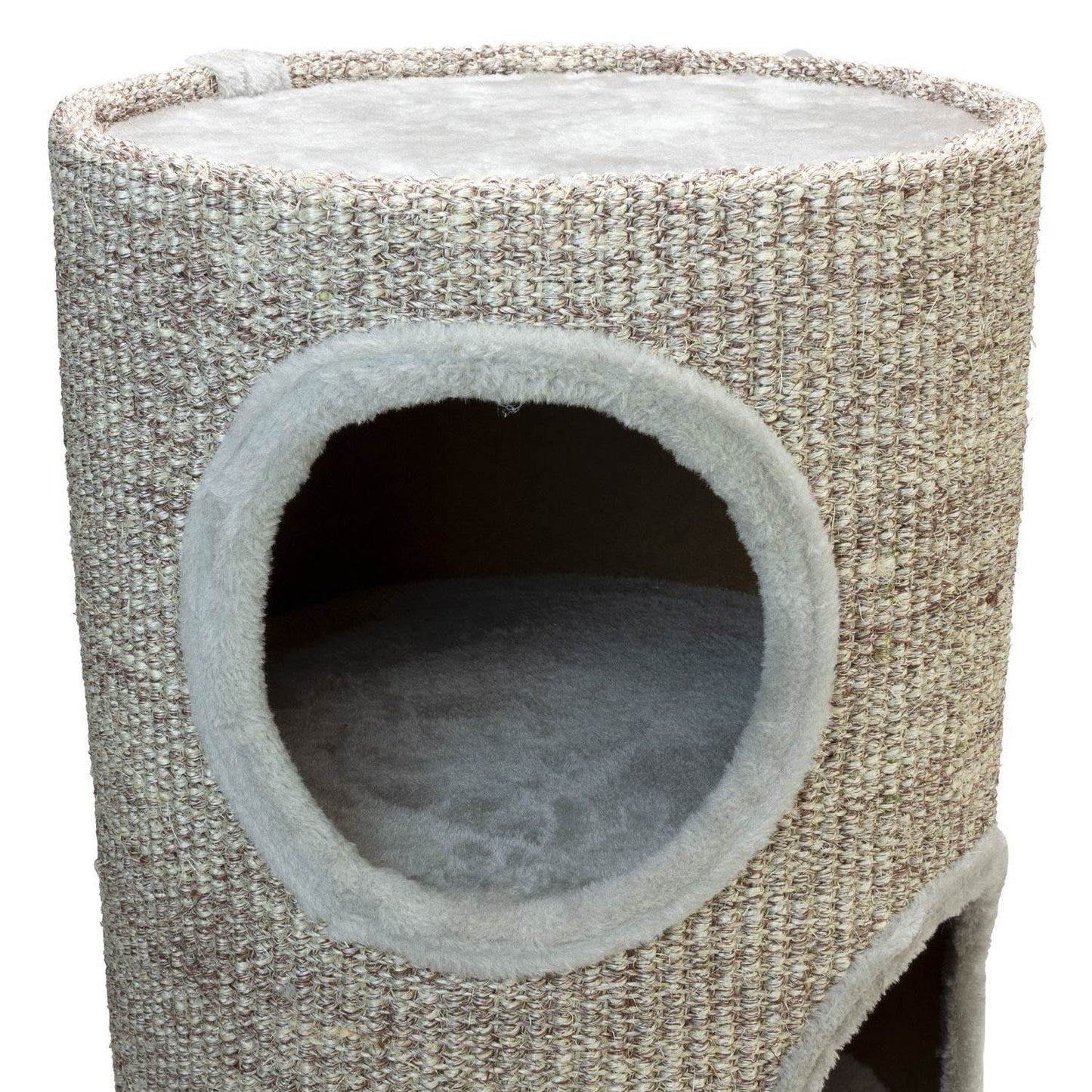 Rascador cilíndrico beige con agujeros - Arquivet