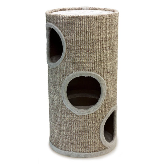 Rascador cilíndrico beige con agujeros - Arquivet