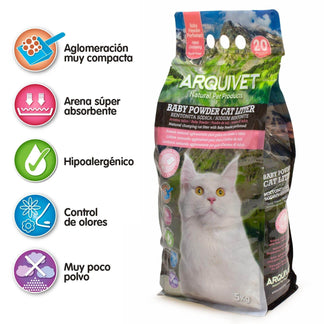 Baby Powder Cat Litter - Bentonita aroma a Talco - Arquivet