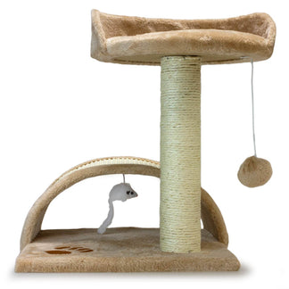 Rascador con poste y arco beige. Altura 50 cm - Arquivet