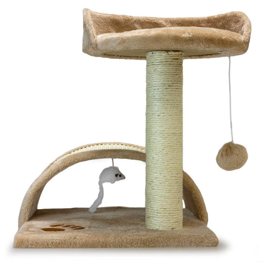 Rascador con poste y arco beige. Altura 50 cm - Arquivet