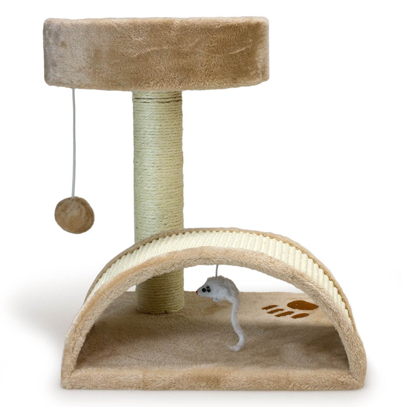 Rascador con poste y arco beige. Altura 50 cm - Arquivet