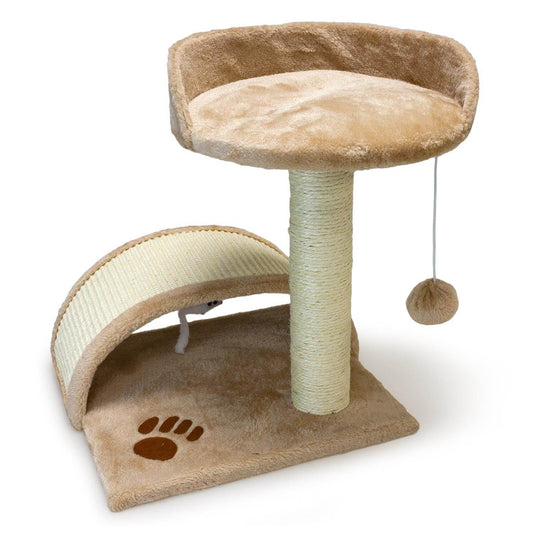 Rascador con poste y arco beige. Altura 50 cm - Arquivet