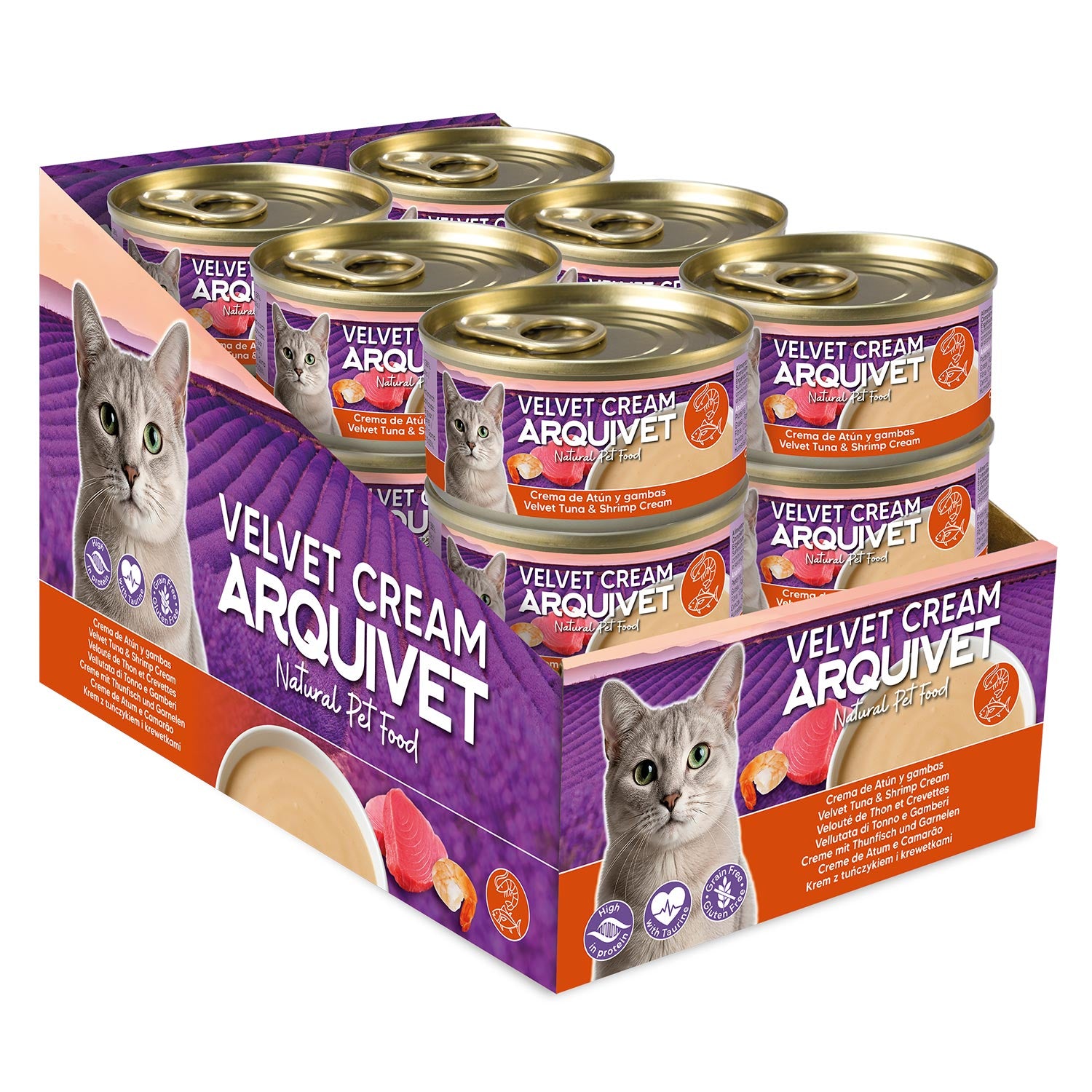 PACK 24 uds - Crema de Atún y gambas - Velvet Cream - Para gatos - 80g