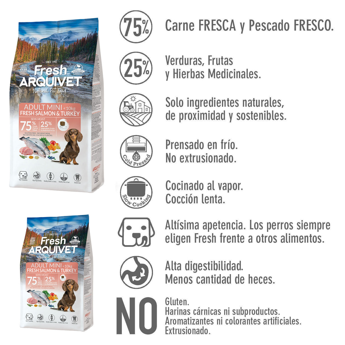 Alimento semihúmedo con Pollo de Corral fresco para perros de razas MINI - Fresh