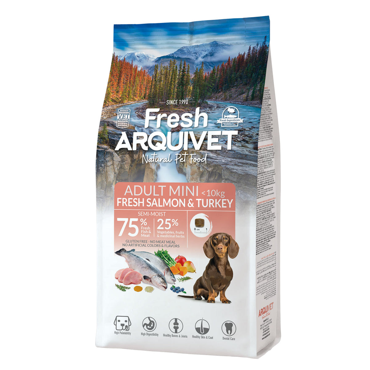 Alimento semihúmedo con Salmón y Pavo fresco para perros de razas MINI - Fresh