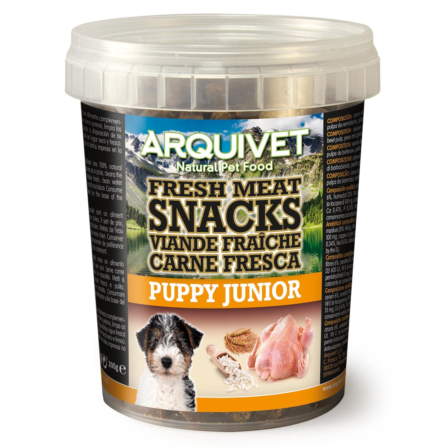 Friandises semi-humides au poulet - pour chiots (Pot en plastique)