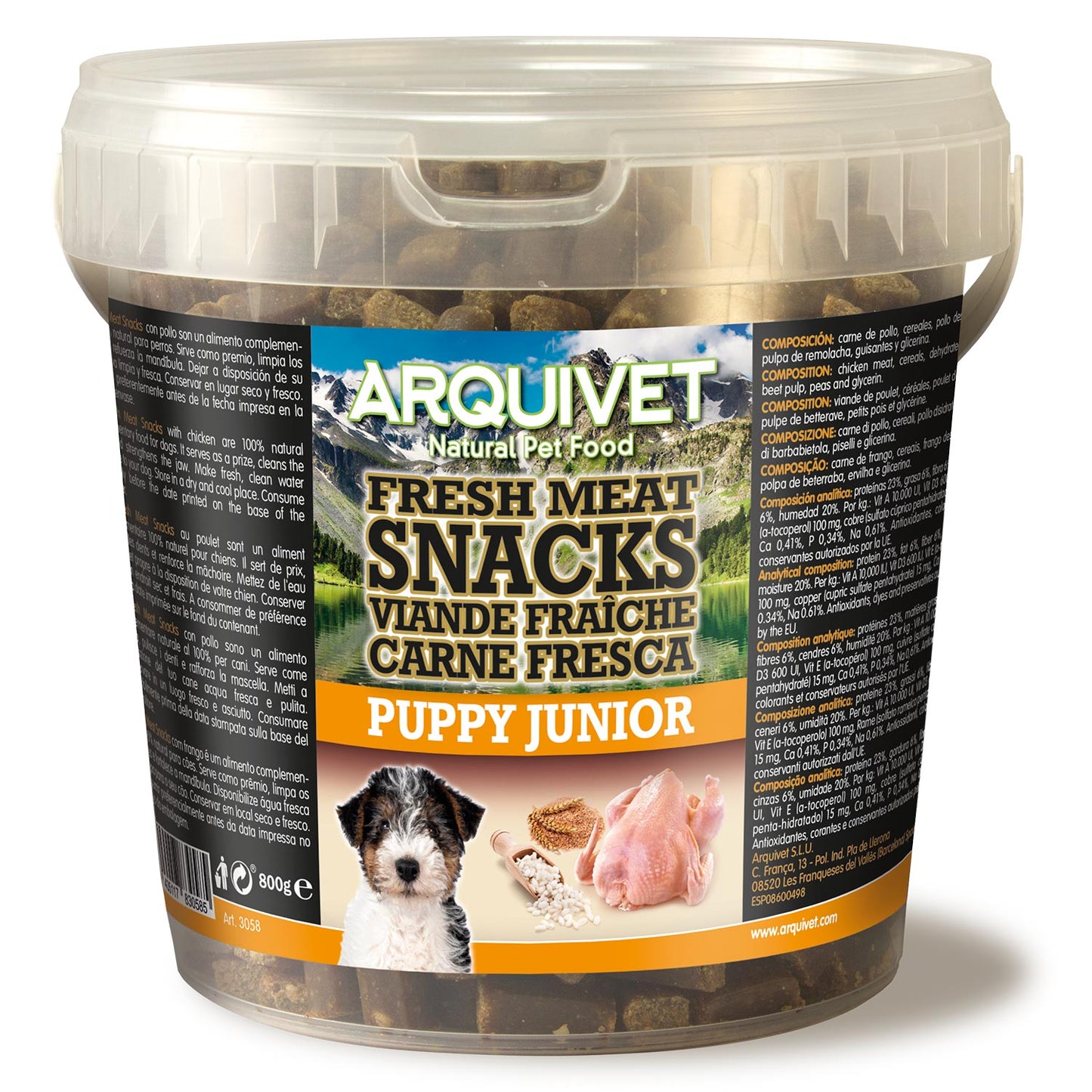 Friandises semi-humides au poulet - pour chiots (Pot en plastique)