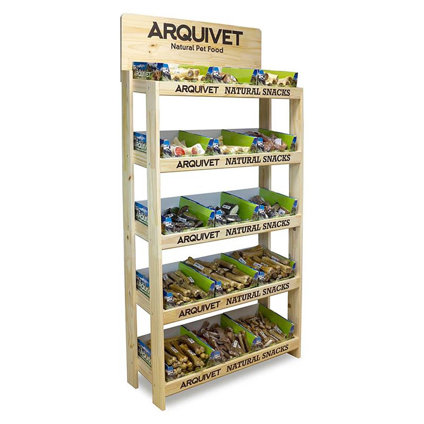 Natural Snacks wooden display. Measurements: 88x37.5x192cm. -Arquivet