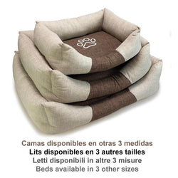 Cama cuadrada marrón y beige con Huella - Arquivet
