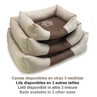 Cama cuadrada marrón y beige con Huella - Arquivet
