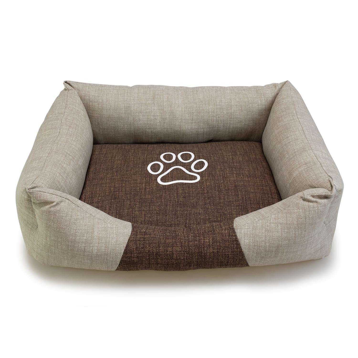 Cama cuadrada Marrón y Beige con Huella 55x46x17cm