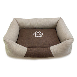 Cama cuadrada marrón y beige con Huella - Arquivet