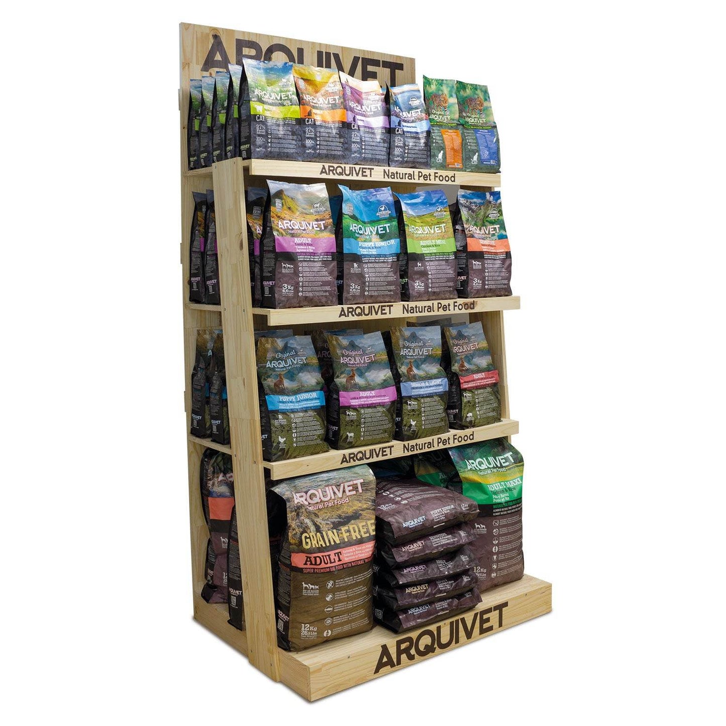 Wooden display case for animal feed. Dimensions: 117 x 82 x 227 cm. - Arquivet