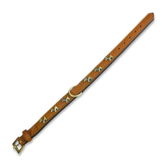 Collar de piel con decoración perritos - Arquivet