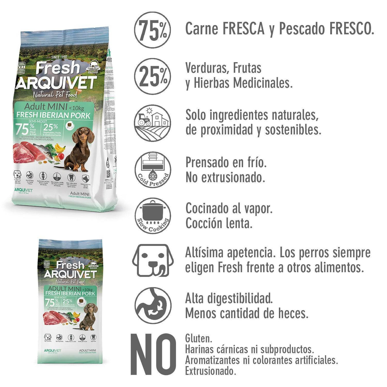 Fresh-Pienso semihúmedo de Cerdo Ibérico para perros de raza pequeña - Arquivet