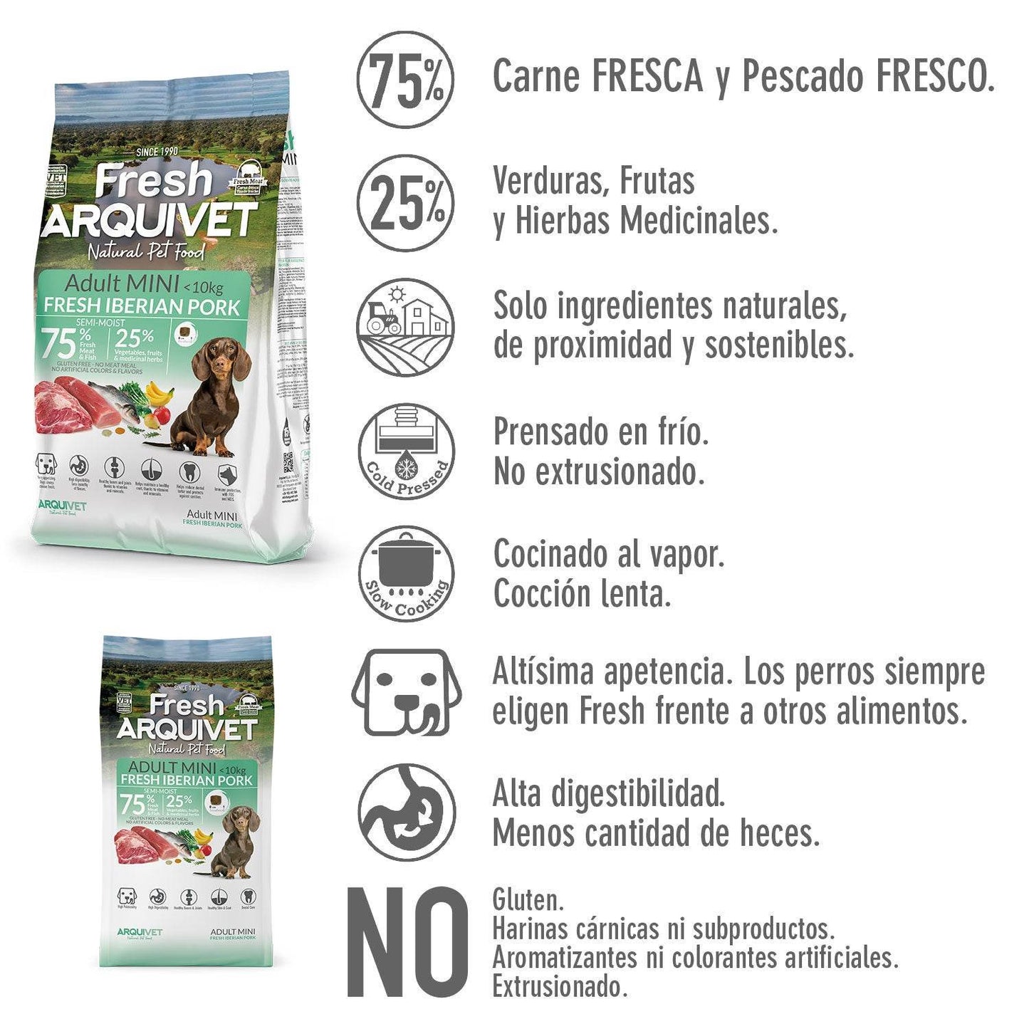 Fresh-Pienso semihúmedo de Cerdo Ibérico para perros de raza pequeña - Arquivet