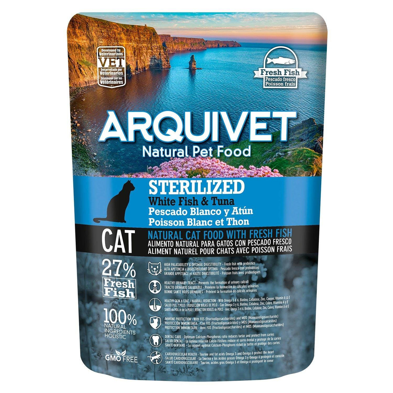 Pienso Super Premium de pescado blanco y atún para gatos esterilizados (Carne fresca) - Arquivet