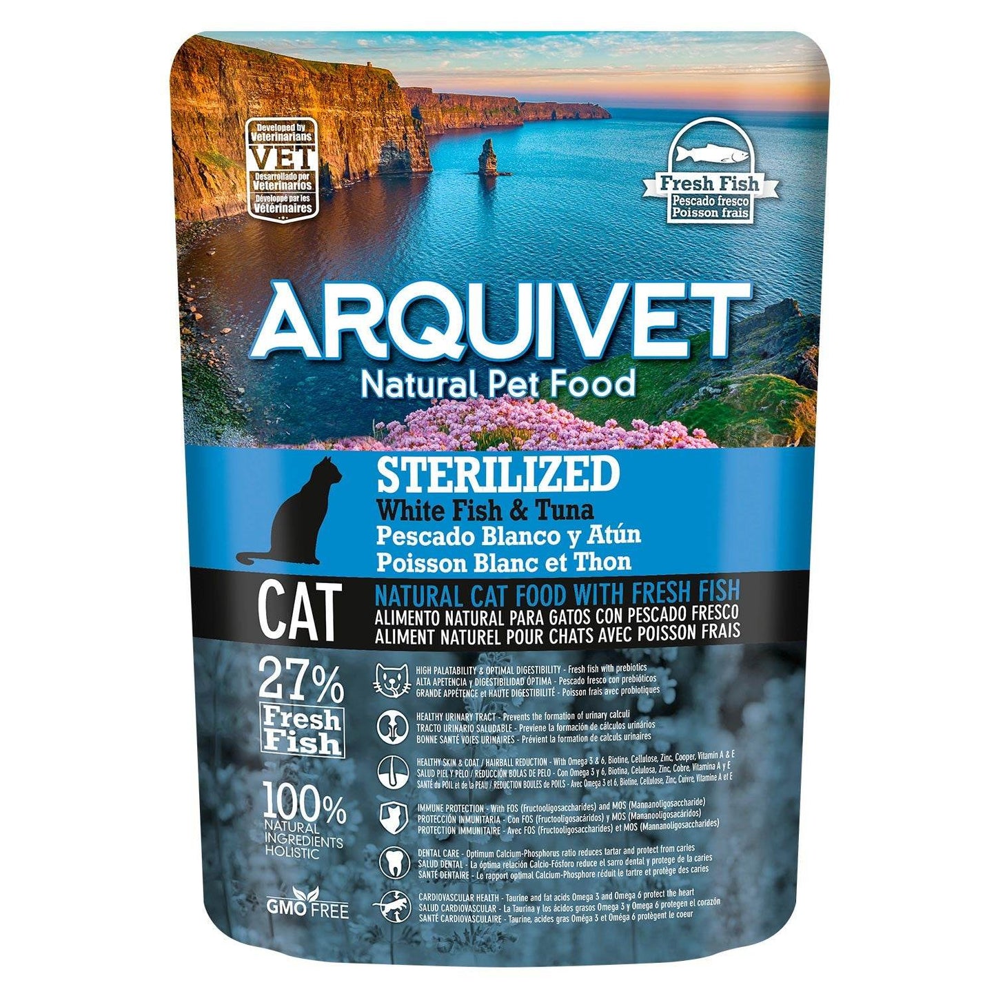 Pienso Super Premium de pescado blanco y atún para gatos esterilizados (Carne fresca) - Arquivet