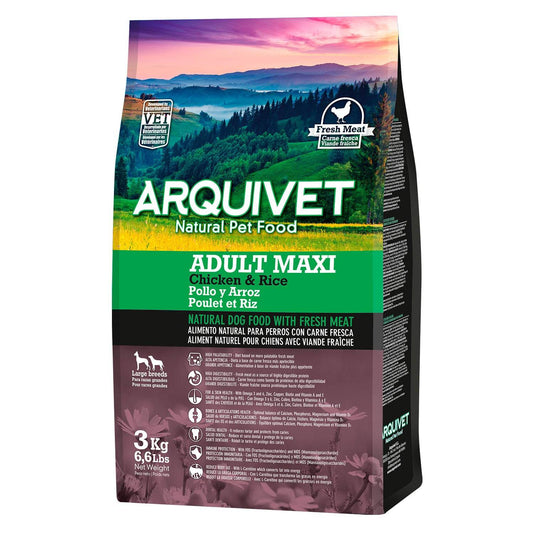 Pienso Super Premium de Pollo y Arroz para perros de razas grandes (carne fresca) - Arquivet