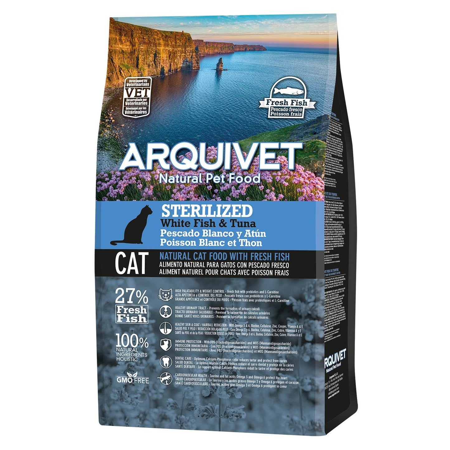Pienso Super Premium de pescado blanco y atún para gatos esterilizados (Carne fresca) - Arquivet